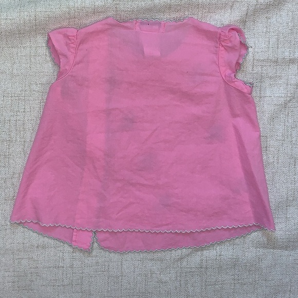 Ralph Lauren Pink Cotton Top with Floral Stitching (6Months) - Picture 2 of 4